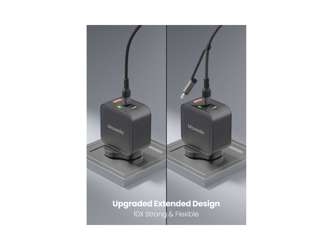 Buy Moxedo 2-in-1 60W PD Charging Cable - USB-C to USB-C/L - Black in Qatar Buy Moxedo 2-in-1 60W PD Charging Cable - USB-C to USB-C/L - Black in Qatar
